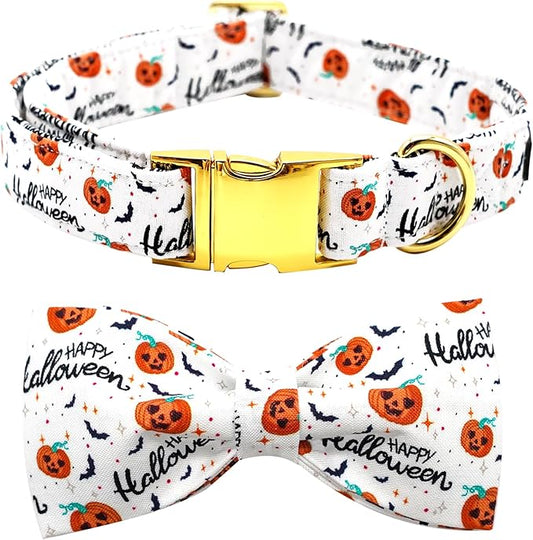 Halloween Dog Collar, Pet Collar Bow Pumpkin Pet Collar Girl Boy Bow Dog Collars Cute Soft Puppy Collar for X-Large Dogs