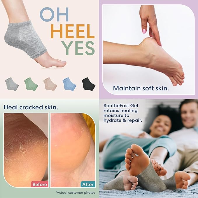 Dr. Frederick's Original Moisturizing Heel Socks for Cracked Heel Treatment - 6 Pairs - Socks for Dry Feet - Cracked Skin Repair & Overnight Hydration - Foot Care for Women & Men - Power Pack