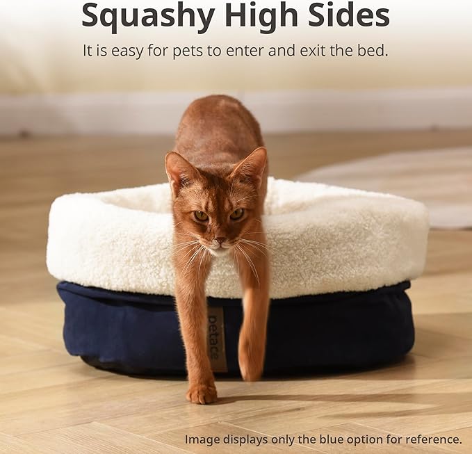 Self Warming Cat Bed, 17.7" x 13.7" Anti-Slip Soft Round Thermal Pet Cushion Bed for Kittens, Cats, Puppies and Small Dogs, Gray