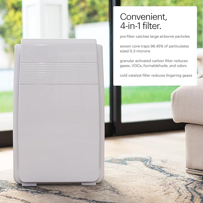 Brondell Horizon O2+ Air Purifier P200, 5 Stage Filtration System with HEPA Filter and Intelligent Ion Technology – 560sf - CARB Certified
