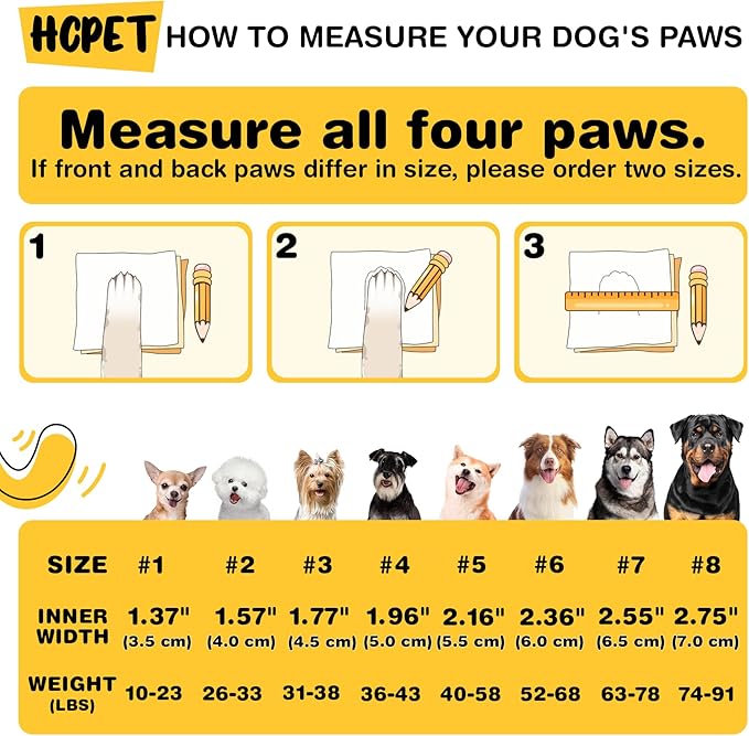 Hcpet Dog Shoes, Dog Boots & Paw Protectors for Winter Snowy Days, Rainy Weather, Outdoor Anti-Slip Sole Dog Booties for Hardwood Floor Pink-Leg 8