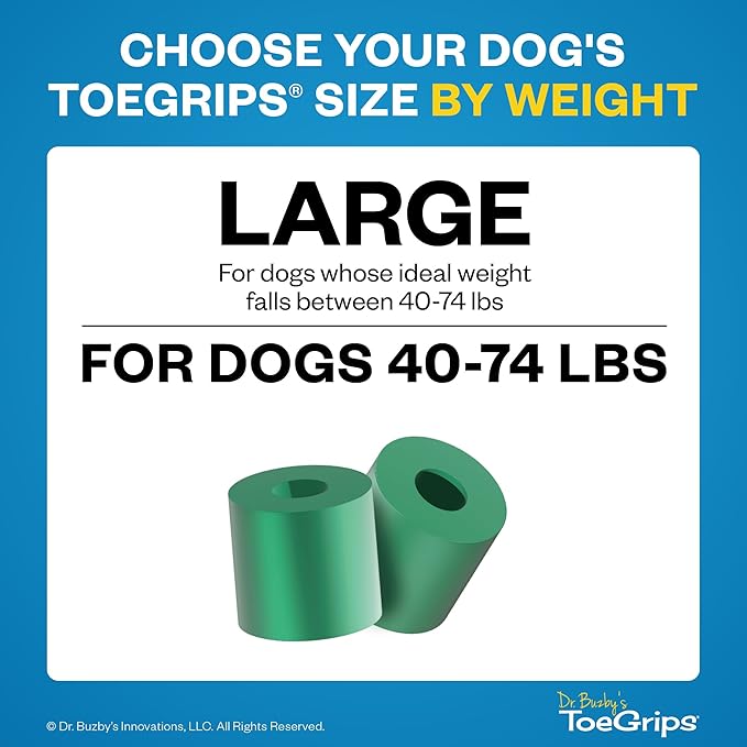 Dr Buzby's Large ToeGrips for Dogs - Instant Traction on Wood/Hardwood Floors - Anti Slip Relief - Grippers for Senior Dogs - Stop Sliding Instantly - Rubber Nails for Paws - 1 Pack (20 Grips)