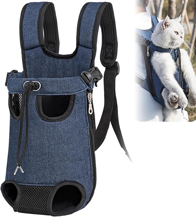 Portable Pet Carrier Backpack, Adjustable Pet Front Cat Dog Carrier Backpack Travel Bag for Small Medium Dogs Cats Puppies, Cat Backpack Carrier for Hiking Cycling (M, L)
