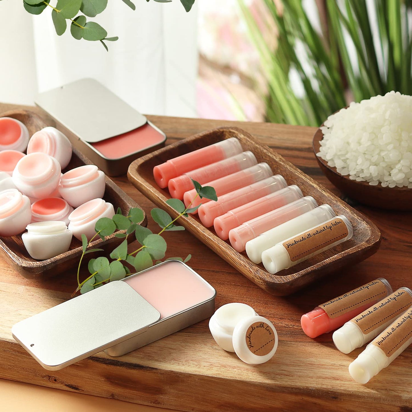 CraftZee Organic Lip Balm Making Kit. DIY Lip Gloss Pack, Natural Beeswax, Shea Butter, Sweet Almond Oil, Essential Oils, Tools, Instruction Manual. Sleepover Party Supplies for Girls, Adult Craft Kit
