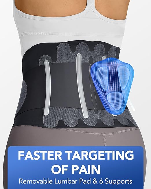 0.5mm Ultra Thin Back Brace with 3D Lumbar Pad, Seamless Yoga Fabric, Lightweight Back Brace for Lower Back Pain Women Men, Sciatica, Posture, Back Support Brace for Wearing Under Clothes