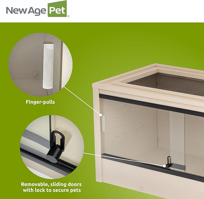 New Age Pet ECOFLEX 36" Mojave Reptile Lounge -Durable Wood Plastic Composite Habitat with Ventilation, Removable Glass Doors & Lock, Easy Assembly, for Tortoises, Snakes, Iguanas
