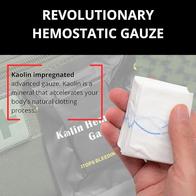 First Aid Advanced Quick Clotting Combat Gauze - Flexible Hemostatic Gauze - to Stop The Bleed kit Faster with Quick Clotting - Survival Kit Supplies - 3" x 12.5' - Pack of 10