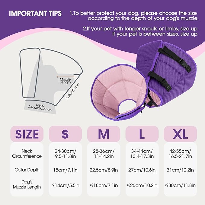 Dog Cone Collar After Surgery for Medium Dogs, Adjustable Soft Recovery Cone for Dogs to Stop Licking Biting, Comfortable Pet Elizabethan Alternative for Wound Healing