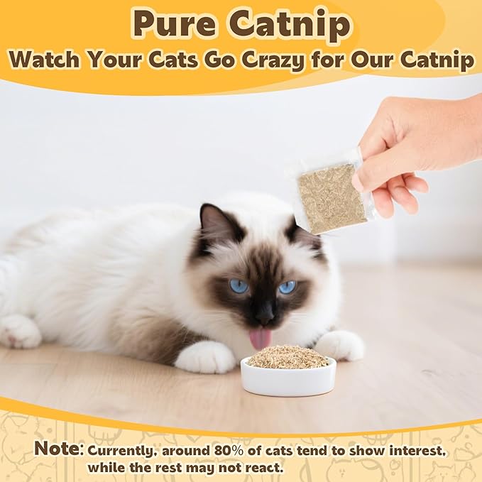 80PCS Catnip - Cat Nip for Cats Natural Dried Catnip Treats Premium Cat Nip Perfect for Toys, Training Rewards, Stress Relief, Freshly Harvested Bag Bulk Pack,2.8OZ
