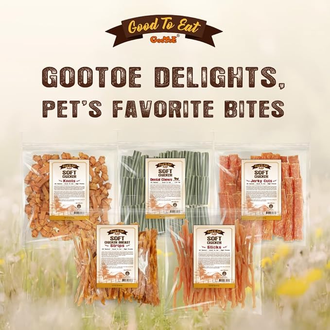 Gootoe Soft Chicken Dental Chews with Chlorophyll 1.5 lb, All Natural, Grain-Free, High-Protein, Healthy & Easily Digestible, Soft Texture, Resealable