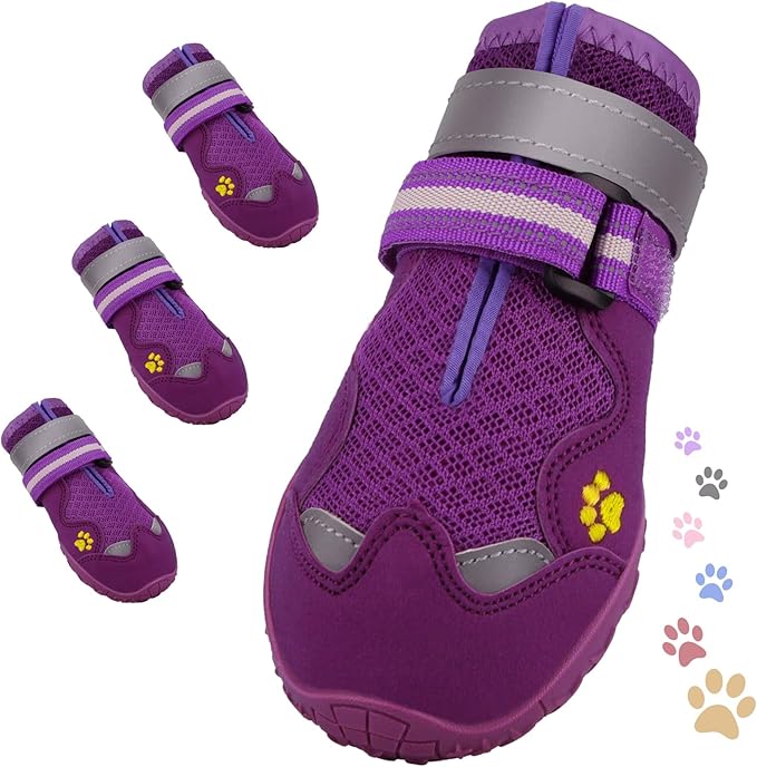 Dog Shoes for Large Medium Small Dog, Mesh Breathable Dog Shoes for Hot Pavement, Anti-Slip Dogs Boots Paw Protectors with Reflective for Outdoor Walking Indoor Hardfloors (Size 3)