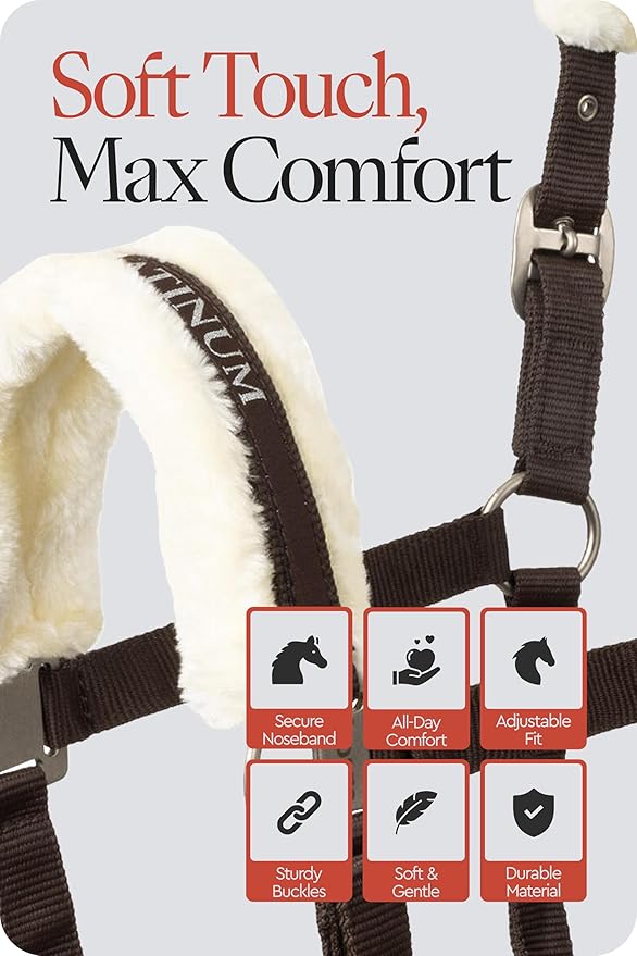 HORZE Howard Soft Fleece Padded Adjustable Polyester Horse Halter - Dark Brown - Pony