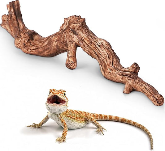 Lifelike Resin Climbing Root Branch Decor for Reptile Terrarium, Reptile Vivarium Habitat Decoration for Bearded Dragons, Geckos, Lizards, Snakes, 9.7 Inch