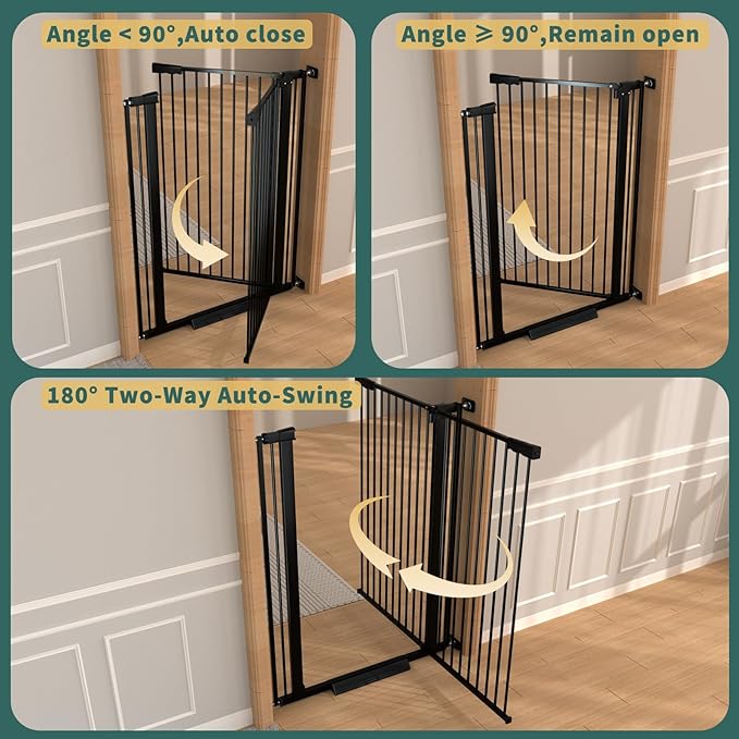 40.55" Tall, 45.86-53.74 Inch Wide, 1.37" Ultra Narrow Spacing Dog Pet Baby Gate Indoor for Doorway Hallway, Pressure Mounted 46 47 48 49 50 51 52 53 Inches Wide Black