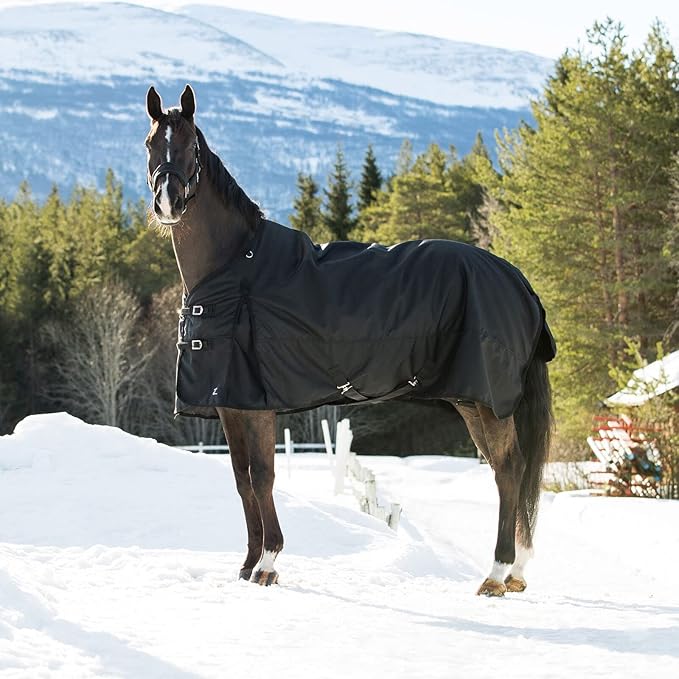 HORZE Nevada Heavy Weight 1200D Waterproof Horse Winter Turnout Blanket (400g Fill) - Black - 72 in