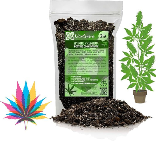 Gardenera Premium JUST-ADD-Water Potting Soil Mix - Optimal Nutrient-Rich Blend for Thriving and HIGH-Yield Herbal Plants - 2 Quart