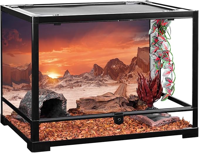 AWERT 72x16 inches Sun and Desert Terrarium Background Orange Reptile Habitat Background Durable Polyester Background