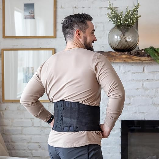 Comforband Copper-Infused Back Support Brace – Lightweight, Breathable Lumbar Belt with 6 Flexible Nylon Stays and Dual Adjustable Straps for Lower Back Pain Relief, Muscle Spasms, Strains, Arthritis, and Sciatica – Suitable for Men and Women (L/XL)