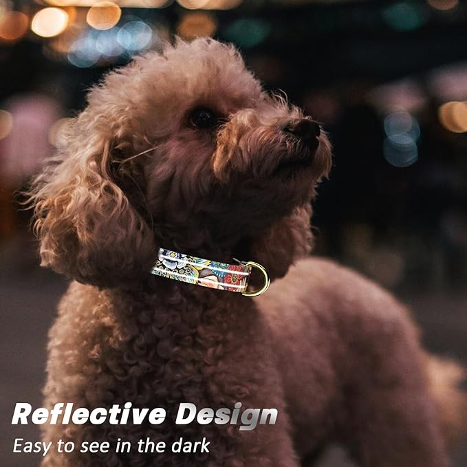 Reflective Dog Collar for Large Dogs, Cute Boho Adjustable Heavy-Duty Nylon Puppy Collar for Boy and Girl Female, Soft Pet Accessories with Quick Release Buckle, Colorful Mandala