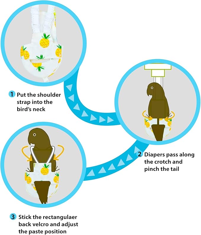 UKJENT Bird Diaper Protective Parrot Nappy - 4 Pack, Reusable Flight Suit with Waterproof Inner Layer, Washable Cute Urine Wet Suit for Cockatiel Monk Parakeet Sun Parakeet Lory(M)