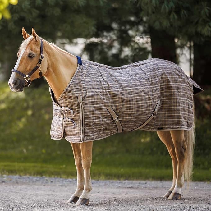 Country Pride Highland 1200D Lightweight Stable Blanket (82, Tan Plaid)