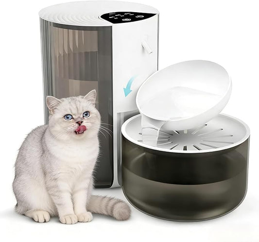 Wireless Cat Water Fountain No Filters, 3.5L Automatic Wastewater Separation Pet Water Fountains for Cats Indoor, Quiet Cat Dog Water Dispenser Rechargeable Kitty Drinking Fountains - for Pets