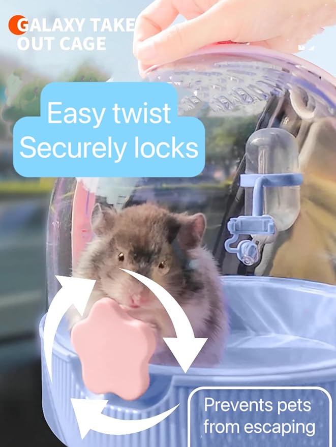 TUTU&LELE Small Animal Carrier, Travel Carry-Out Cage with Warm Plush Pads and Water Bottle can be Carried Both by Hand and Crossbody, Suitable for Dwarf Hamsters, Mice, Hamsters (Yellow)