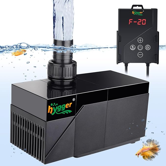 hygger 1250GPH Aquarium Water Pump with Intelligent Controller，DC 24V Ultra Quiet Powerhead, Powerful Return Pump for Fish Tanks, Aquariums, Ponds, Fountains, Sump, Hydroponics(35W, 13.1ft)