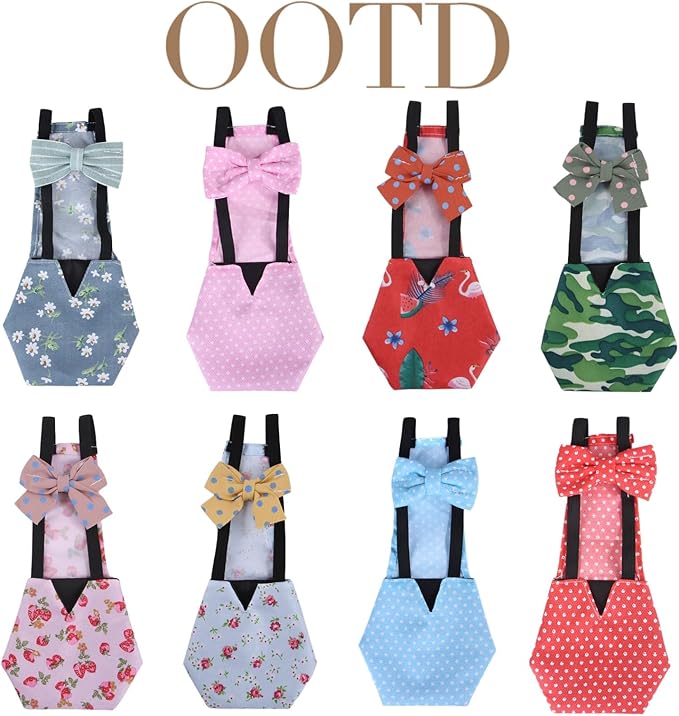 MANON ROSA Chicken Diapers Bantam Hens - Reusable 6-Piece Set with Bow Ties Poultry Nappies Washable Waterproof for Geese Pet Ducks Silkie (6D S)