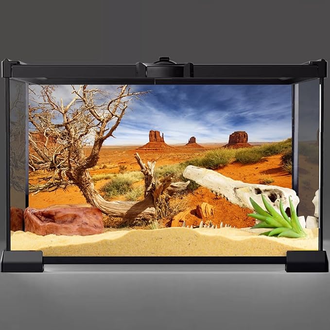 AWERT 36x18 inches Reptile Habitat Background Orange Desert Terrarium Background Durable Polyester Background