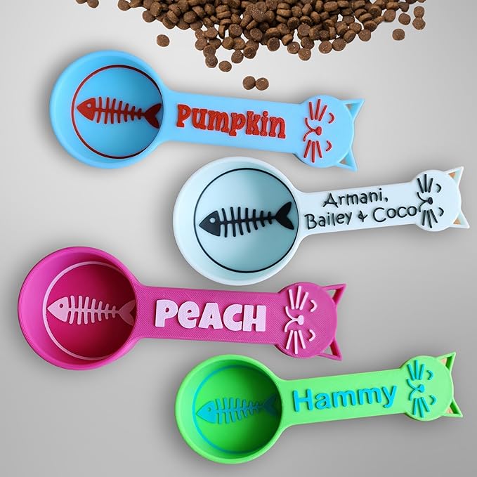 Personalized Cat Food Scoop, Cat Food Measuring Cup with Name, Kibble Scoop (7 oz - 7/8 cup)