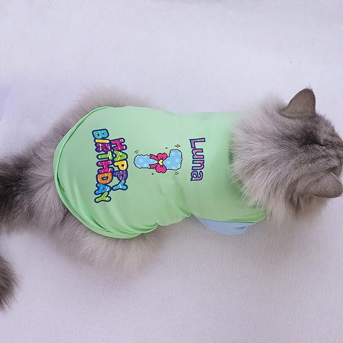 Custom Dog Birthday Shirt,Personalized Pet Apparel Print with Name Age Number,Pet Birthday Outfit,Lightweight Breathable Cotton Vest for Small Medium Large Dogs Cat (Dopamine Yellow, Small)