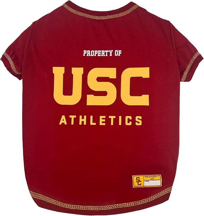 Pets First Collegiate USC TROJANS Dog T-Shirt, Large. - Licensed Shirt for Pets Team Colored with Team Logos.- Premium Stretchable Materials for the Comfrot of your Dog & Cat.