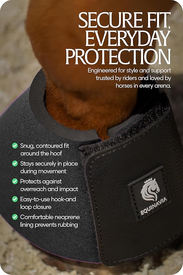 Equinavia Toki Bell Boots for Horses | Neoprene Overreach Boots - Black - M