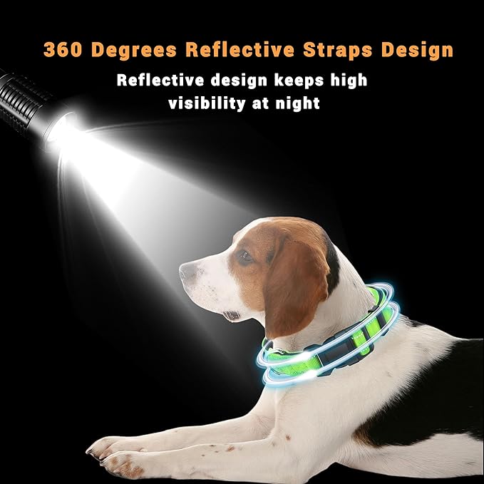 2 Pack Reflective Dog Collar with Safety Locking Buckle, Adjustable Soft Breathable Comfortable Nylon Pet Collar for Small, Medium and Large Dogs, Green, XL