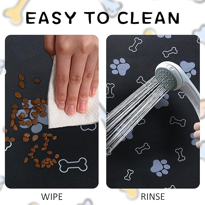 Pet Cat Dog Food Mat Non Slip Mat for Dog Water Bowl Mat Quick Dry Absorbent Cat Feeding Mat, 24 * 16.9 in, Brown