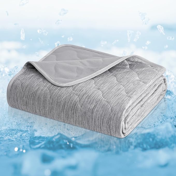 Cozy Bliss Leakproof Cooling Blanket for Large Dogs – Q-Max>0.4, Durable & Washable Dog Cooling Mat for Hot Weather, Soft Pet Throw & Couch Protector for Dogs & Cats, 40x60 Inch, Heather Silver Grey