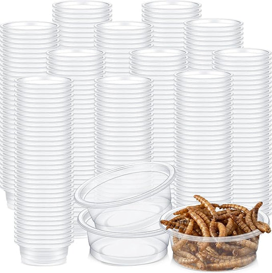 Maxcheck 1000 Pcs 0.5 oz Gecko Feeding Cups Small Gecko Food and Water Cups Reptile Feeding Bowls Plastic Bearded Dragon Food Bowl for Lizard Small Pet Ledge Accessories (Transparent)