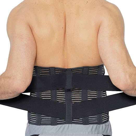 NeoTech Care Adjustable Compression Wide Back Brace Lumbar Support Belt (Beige, Size XXXL)
