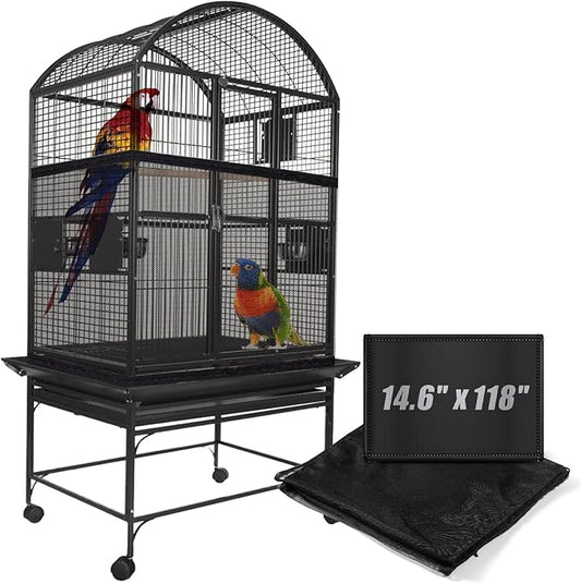 Bird Cage Netting Seed Catcher Adjustable Bird Cage Skirt Seed Catcher Large Soft Breathable Mesh Catchers for Indoor Round Square Cages (Circumference 80 inch to 118 inch)