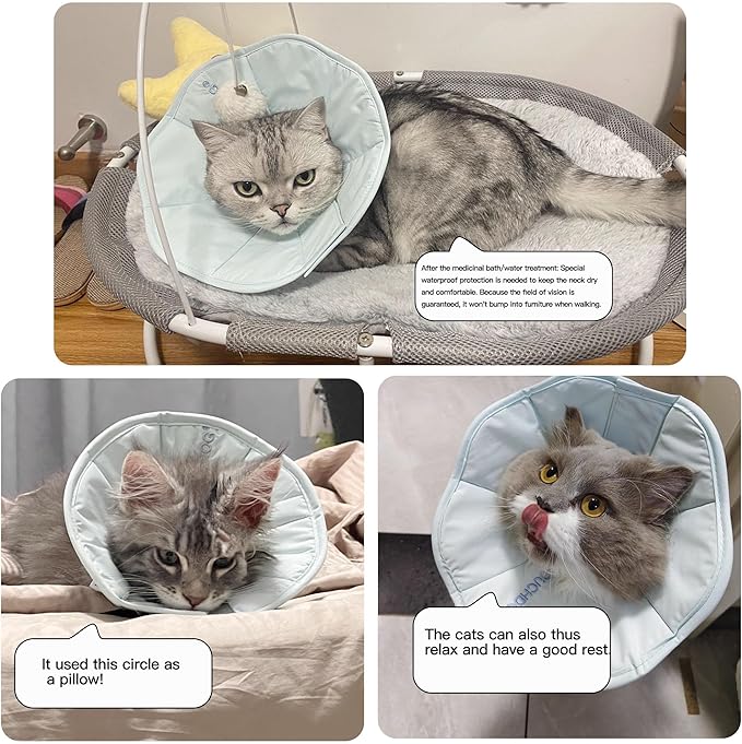 Touchdog Foldable Dog Cone Collar for Cats & Dogs - Adjustable Soft Recovery Collar with Waterproof PU Coating, Lightweight Design, 24.5cm/9.6in Wide Barrier (Green, S)