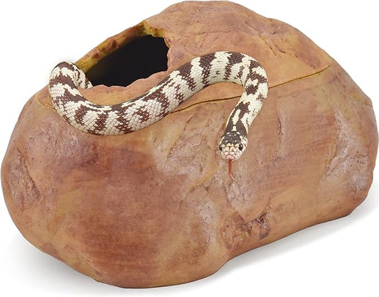 Antidious Snake Hide Cave for Gecko Shedding, Rock Look Hideout, Reptiles Egg-Laying Shelters, Suitable for Snakes Such as Corn Snake or Gecko, M Size