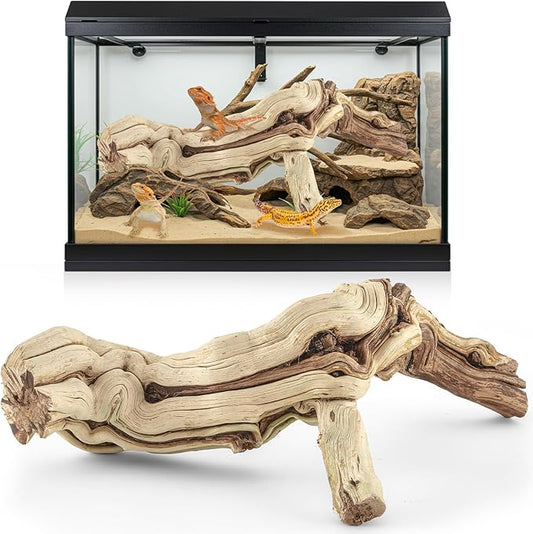 Janinka 10-12" Length Large Wood Reptile Branch for Bearded Dragon Driftwood Reptile Climbing Habitat Decoration for Terrarium Tree Trunk Ornament Gecko Frog Chameleon Spider