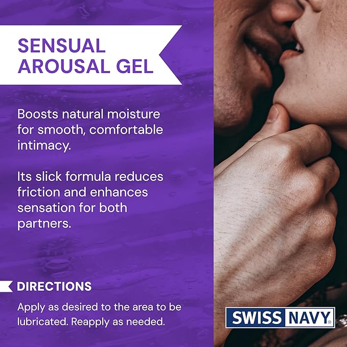 SWISS NAVY Sensual Arousal Personal Lubricant & Gel for Couples, Men & Women, Water Based Personal Lubrication with Niacin (Vitamin B3), Menthol, Peppermint, Butea Superba, Leak Proof Bottle, 6 Oz