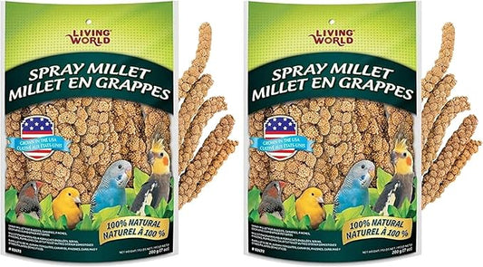 Living World – Millet Spray for Birds,7 Oz – Premium Treat for Budgies,Canaries,Finches,Cockatiels and Other Pet Birds,(Pack of 2)