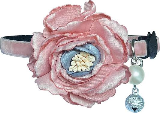 Fupo Cat Collar - Breakaway Adjustable with Bell& Flower (Pink)