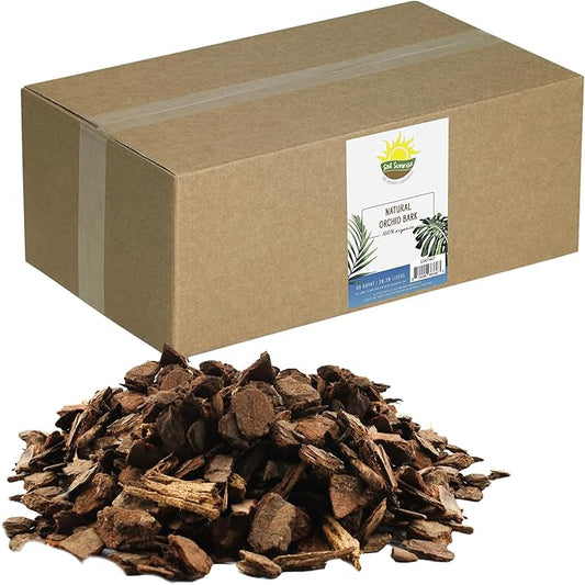 Soil Sunrise 100% Organic Orchid Potting Bark (30 Quarts) All-Natural USA-Sourced Pine Bark Orchid Mix Additive