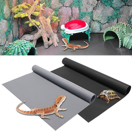 Reptile Carpet Reptile Mat 2 Pack Bearded Dragon Leopard Gecko Substrate Bearded Dragon Tank Flooring Snake Tortoise Bedding Bearded Dragon Tank Accessories 17.5’’ x 79.7’’ -Two-Tone