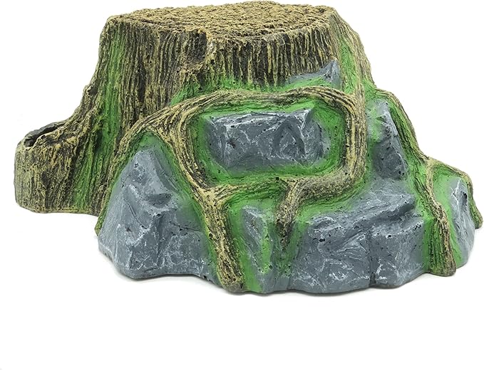 JIHAQUA Resin Large Turtle Tank Accessories Reptile Hideouts Cave Habitat Decor for Gecko Leopard Lizards Toad