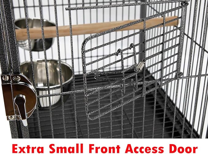 Portable Heavy Duty Travel Bird Parrot Carrier Cage Feeding Bowl Play Stand with Handle